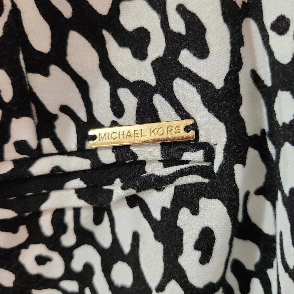 Michael Kors Black and White Animal Print Stretch Pants - Picture 3 of 5